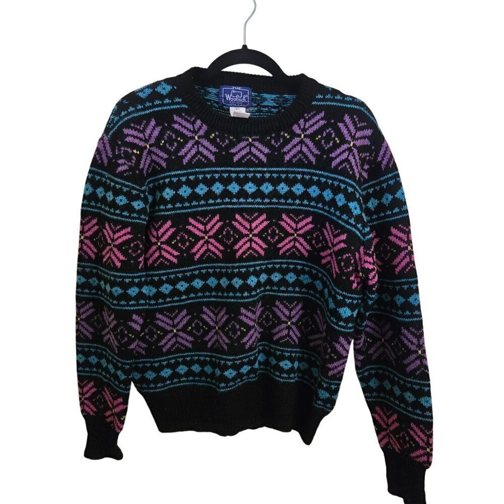 Woolrich Vintage 100% Wool Fair Isle Nordic Cement Sweater Size M - Picture 1 of 4